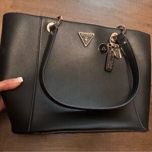 GUESS Black Noelle Elite Small Tote with Gold-Tone Logo Charms